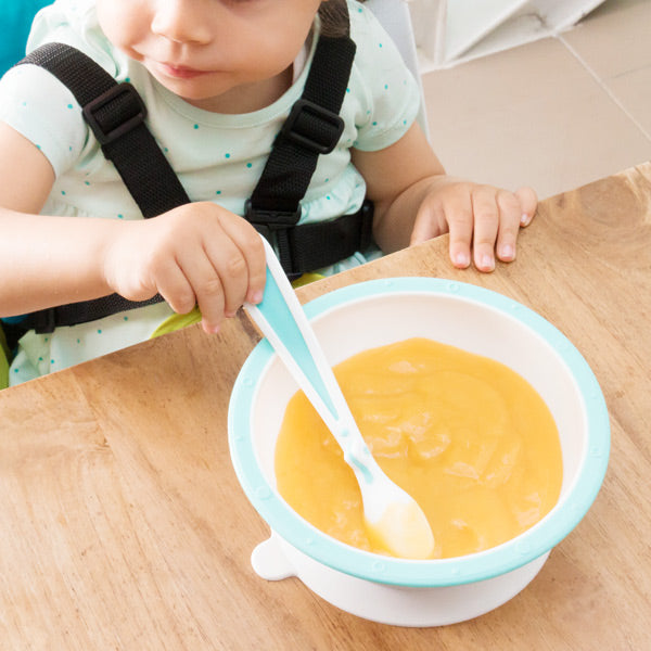 Bowl with Anti-Roll Suction Pad and Spoon for Babies